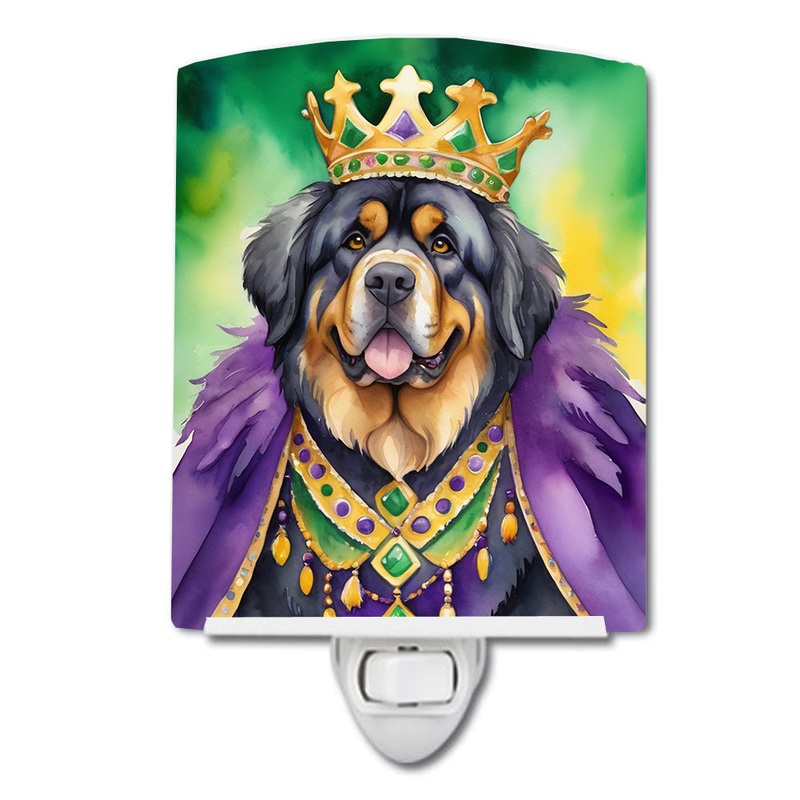 Tibetan Mastiff King of Mardi Gras Ceramic Night Light
