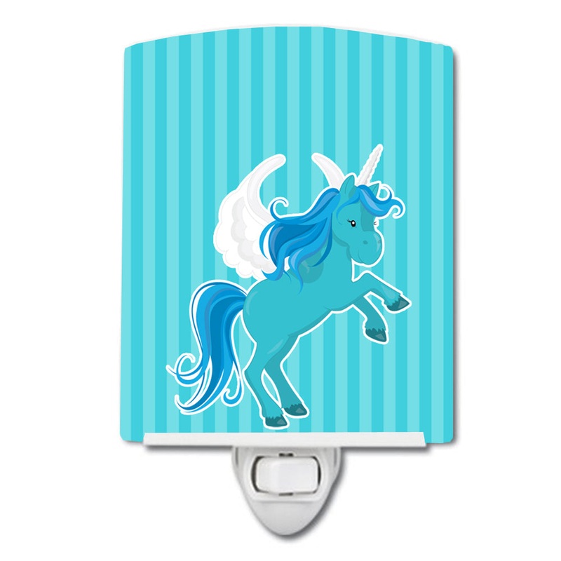 Unicorn Blue Stripes Ceramic Night Light BB9086CNL