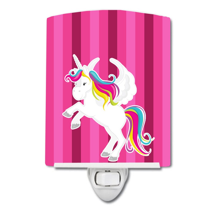 Unicorn Pink Stripes Ceramic Night Light BB9090CNL