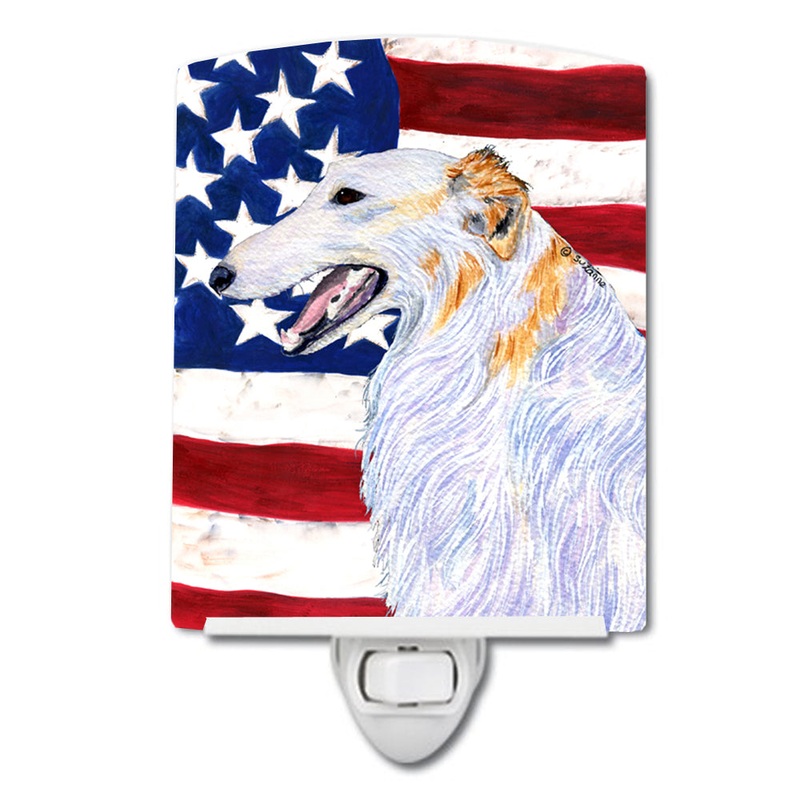 USA American Flag with Borzoi Ceramic Night Light SS4231CNL