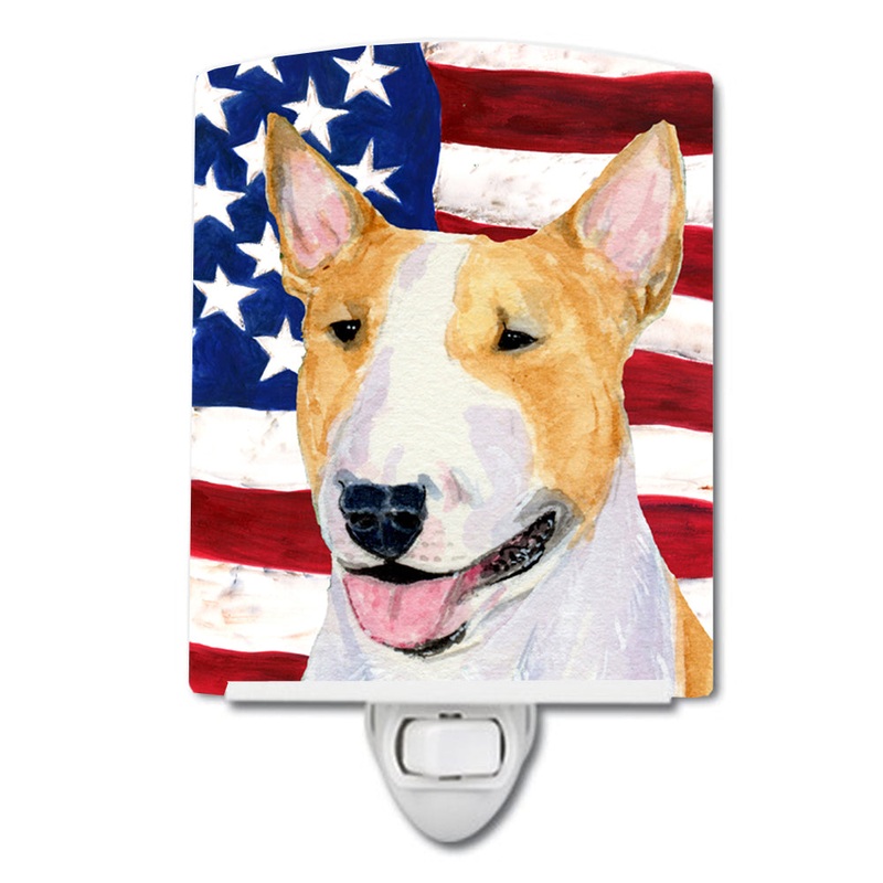 USA American Flag with Bull Terrier Ceramic Night Light SS4023CNL