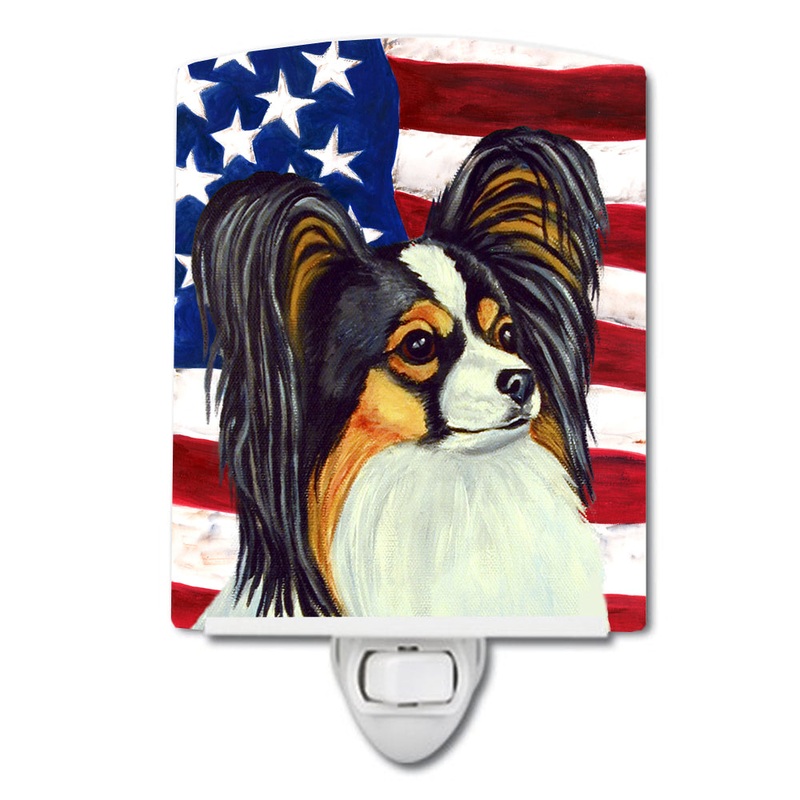 USA American Flag with Papillon Ceramic Night Light LH9029CNL