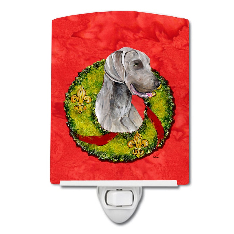 Weimaraner Christmas Wreath Ceramic Night Light SC9086CNL
