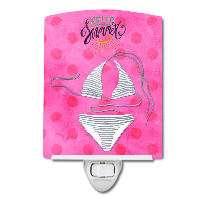 Bikini Swimsuit Pink Polkadot Ceramic Night Light BB8199CNL