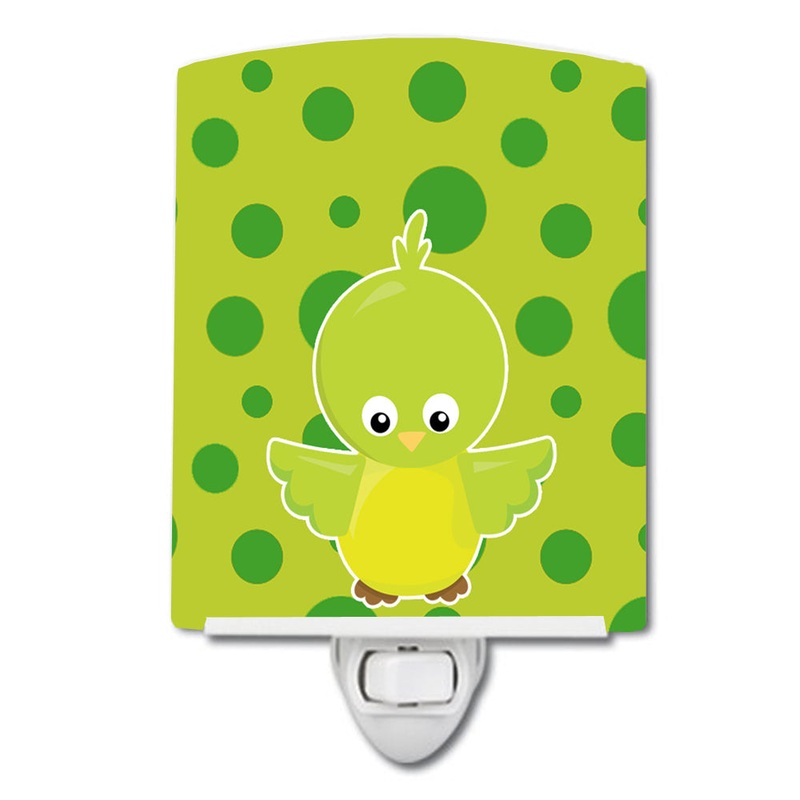 Bird on Green Polkadots Ceramic Night Light BB7012CNL