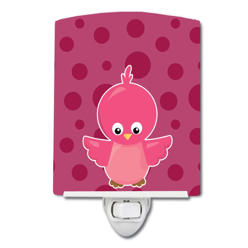 Bird on Pink Polkadots Ceramic Night Light BB7014CNL