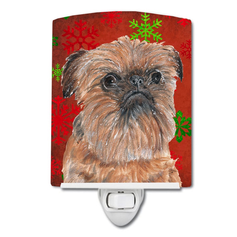 Brussels Griffon Red Snowflakes Holiday Ceramic Night Light SC9586CNL