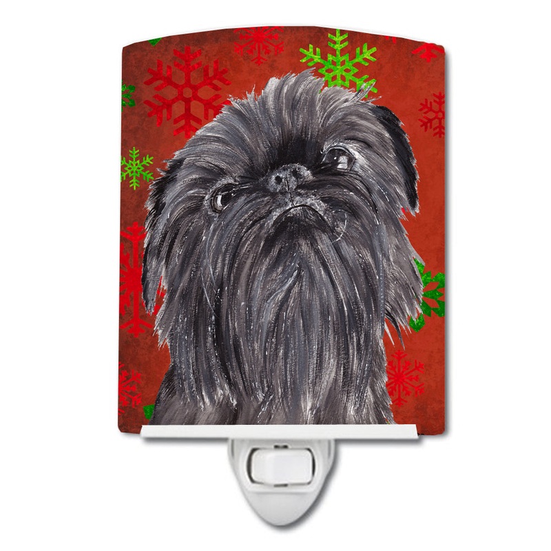 Brussels Griffon Red Snowflakes Holiday Ceramic Night Light SC9587CNL