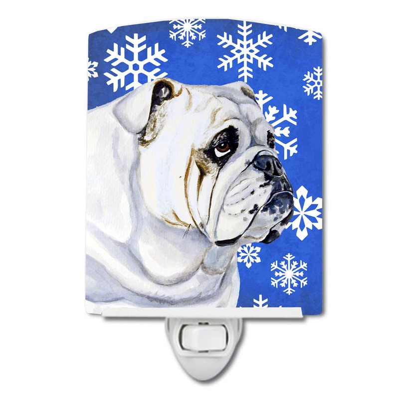 Bulldog English Winter Snowflakes Holiday Ceramic Night Light LH9274CNL