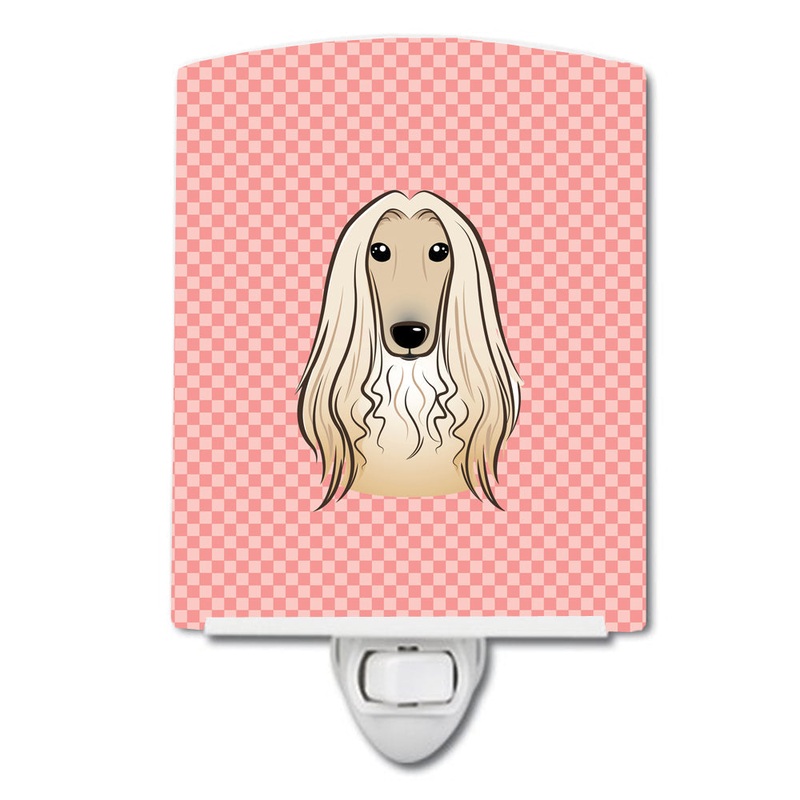 Checkerboard Pink Afghan Hound Ceramic Night Light BB1244CNL