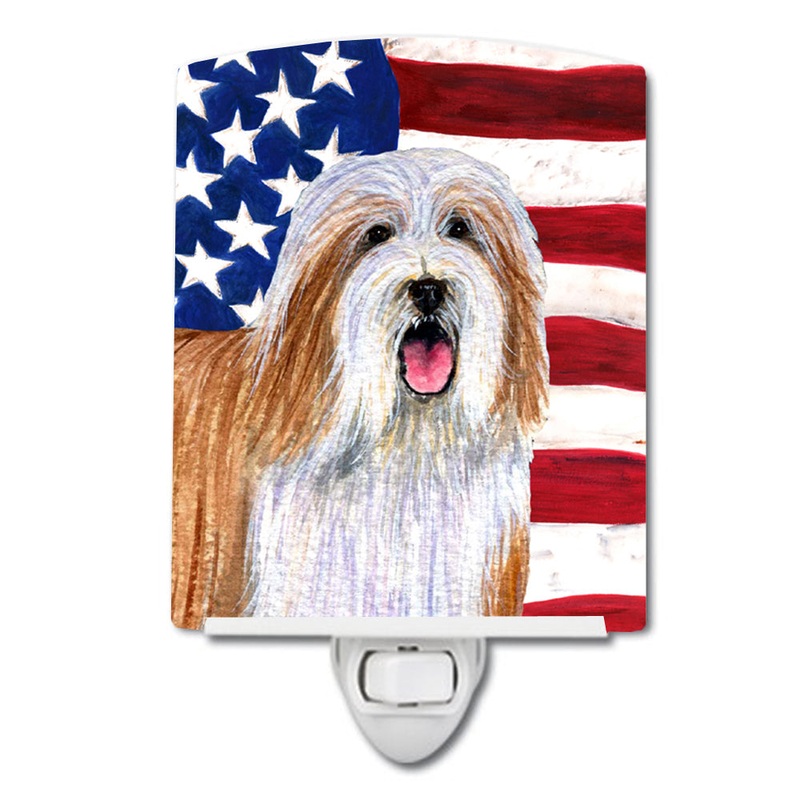 USA American Flag with Bearded Collie Ceramic Night Light SS4245CNL