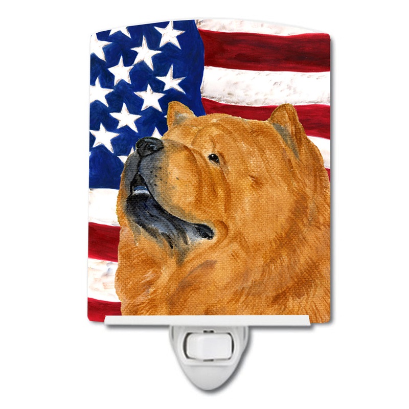 USA American Flag with Chow Chow Ceramic Night Light SS4029CNL