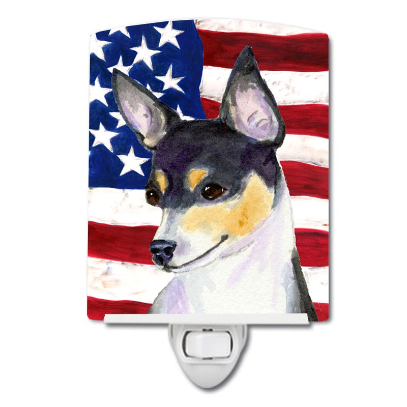 USA American Flag with Fox Terrier Ceramic Night Light SS4002CNL