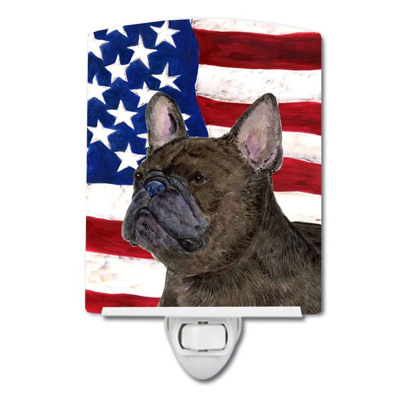USA American Flag with French Bulldog Ceramic Night Light SS4003CNL