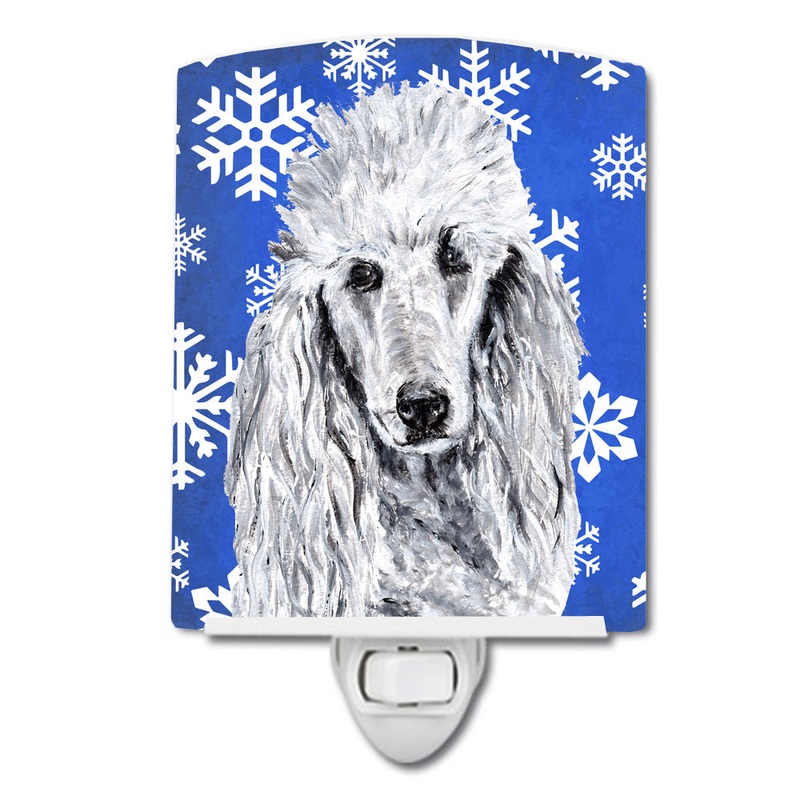 White Standard Poodle Winter Snowflakes Ceramic Night Light SC9775CNL