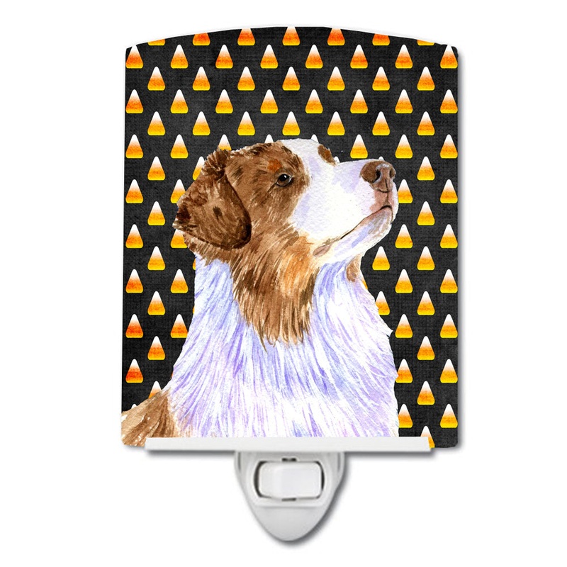 Australian Shepherd Candy Corn Halloween Portrait Ceramic Night Light LH9059CNL
