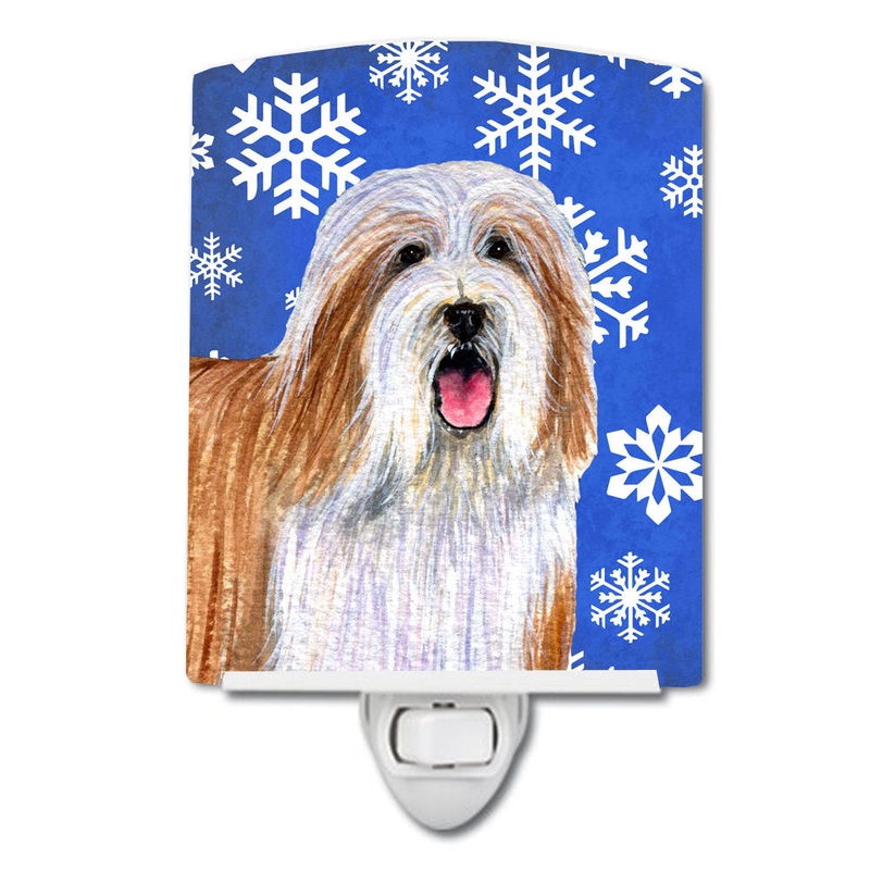 Bearded Collie Winter Snowflakes Holiday Ceramic Night Light LH9285CNL
