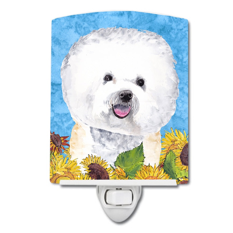 Bichon Frise in Summer Flowers Ceramic Night Light SC9059CNL