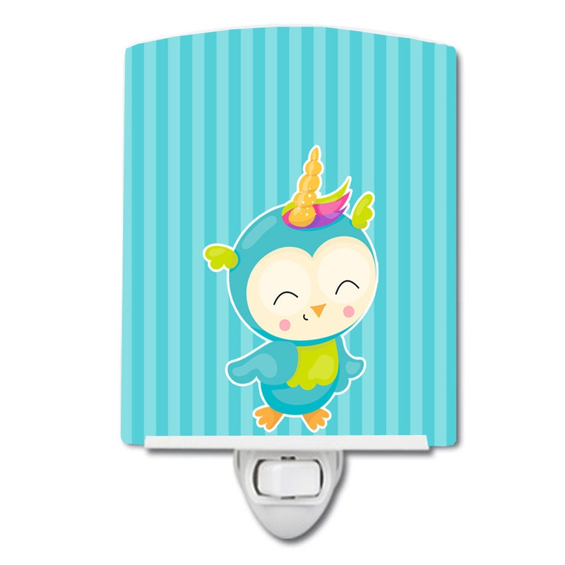 Bird Unicorn on Blue Stripes Ceramic Night Light BB9142CNL