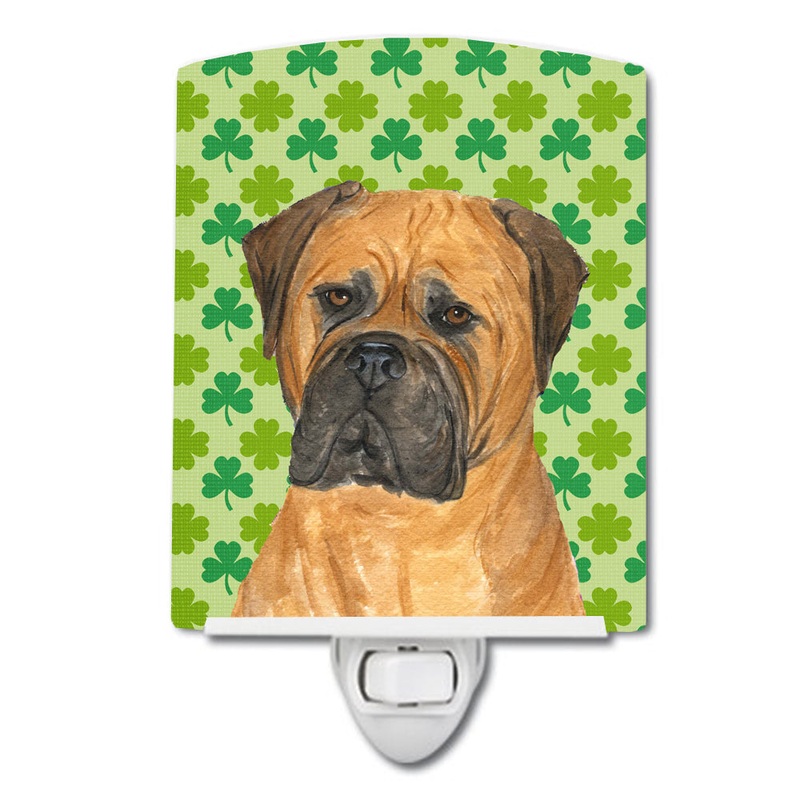 Bullmastiff St. Patrick's Day Shamrock Portrait Ceramic Night Light SS4448CNL