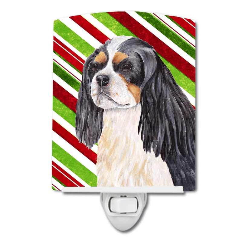 Cavalier Spaniel Candy Cane Holiday Christmas Ceramic Night Light SC9351CNL