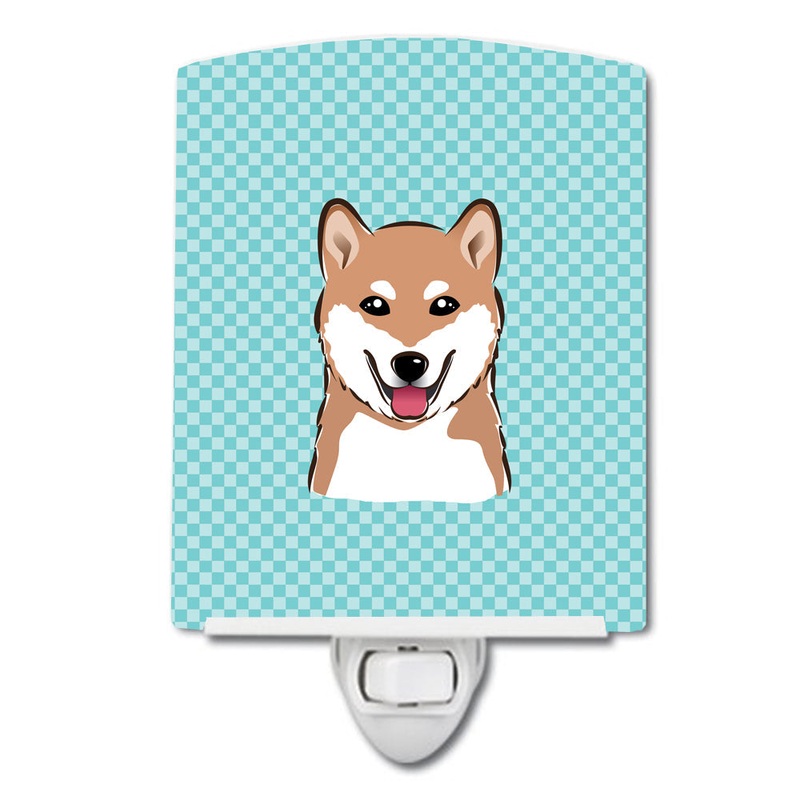 Checkerboard Blue Shiba Inu Ceramic Night Light BB1163CNL