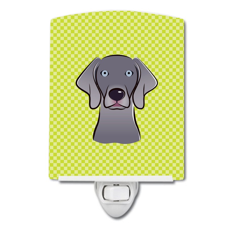 Checkerboard Lime Green Weimaraner Ceramic Night Light BB1293CNL