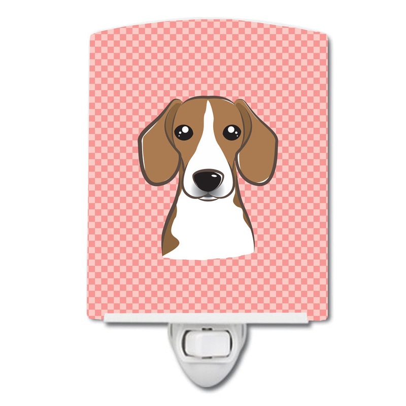 Checkerboard Pink Beagle Ceramic Night Light BB1239CNL