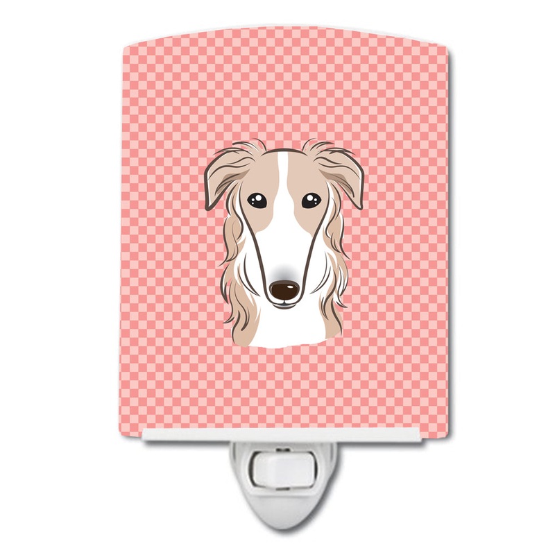 Checkerboard Pink Borzoi Ceramic Night Light BB1228CNL