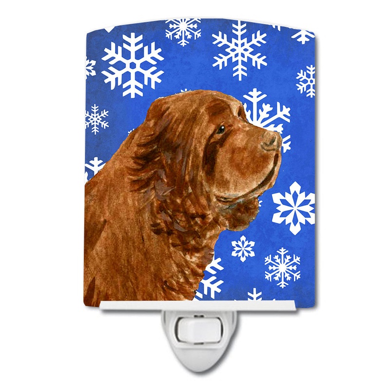 Sussex Spaniel Winter Snowflakes Holiday Ceramic Night Light SS4648CNL