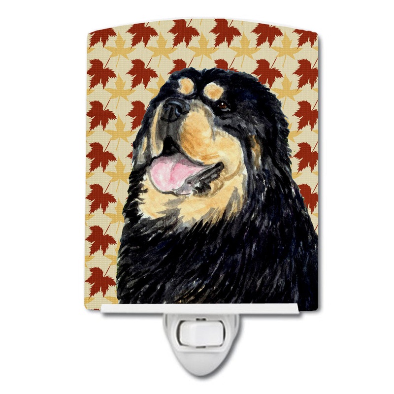 Tibetan Mastiff Fall Leaves Portrait Ceramic Night Light SS4344CNL