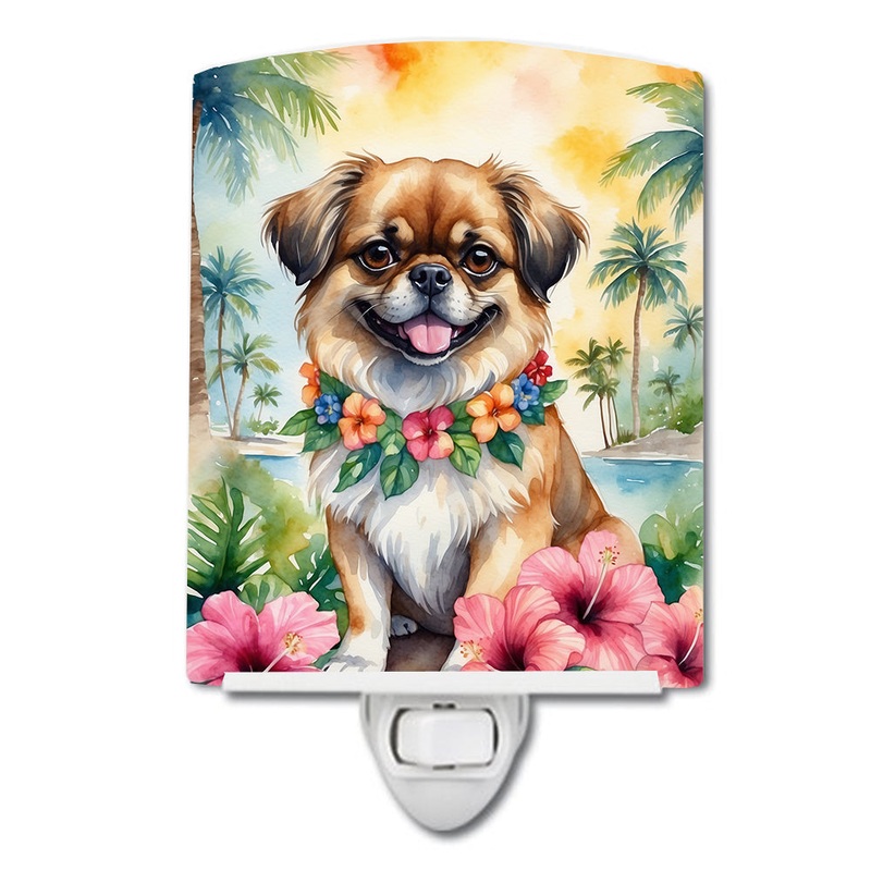 Tibetan Spaniel Luau Ceramic Night Light
