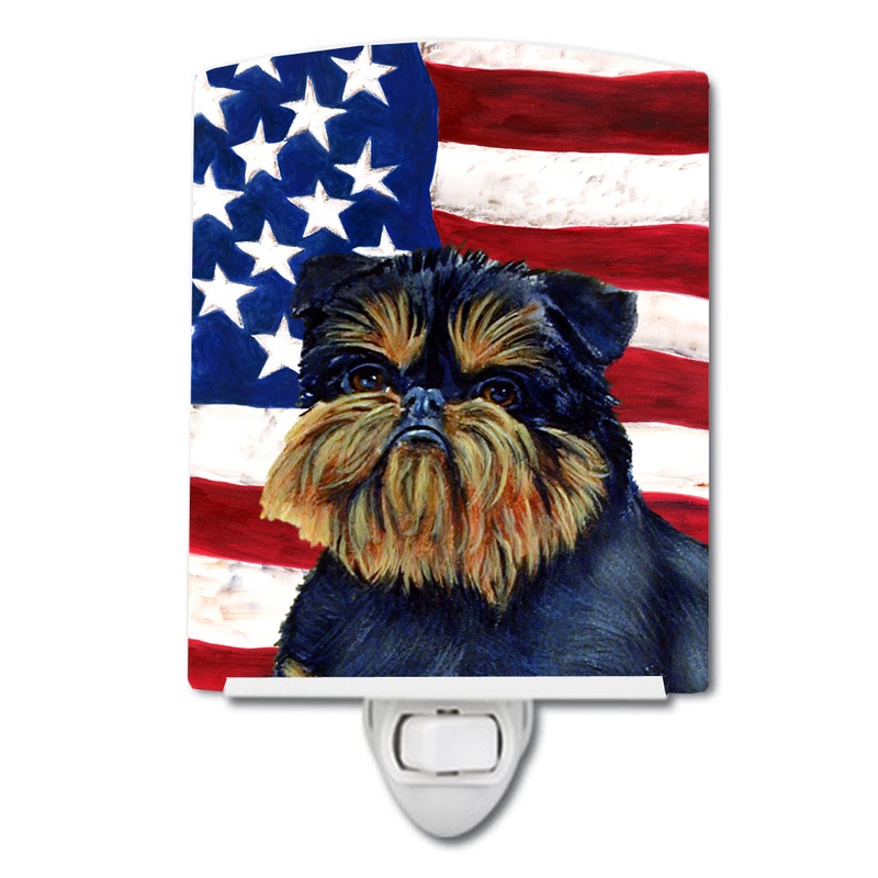 USA American Flag with Brussels Griffon Ceramic Night Light LH9027CNL