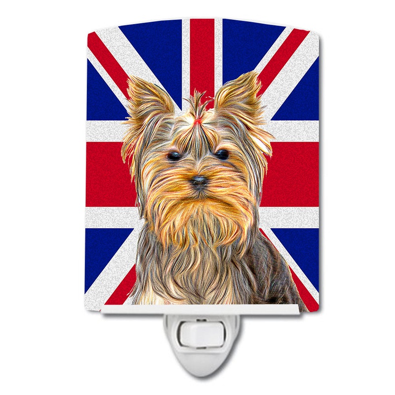 Yorkie / Yorkshire Terrier with English Union Jack British Flag Ceramic Night Light KJ1163CNL