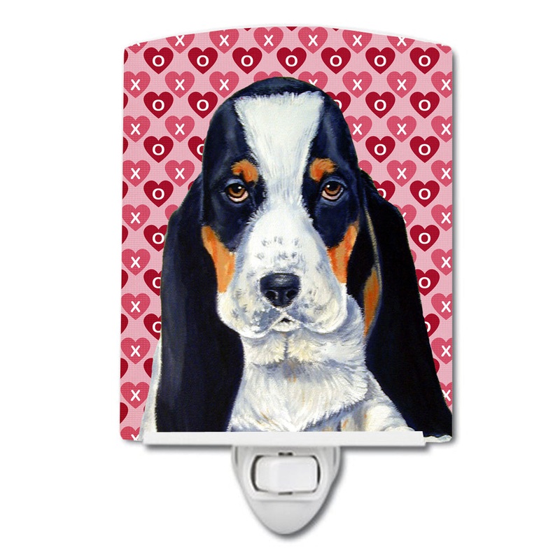 Basset Hound Hearts Love and Valentine's Day Portrait Ceramic Night Light LH9149CNL
