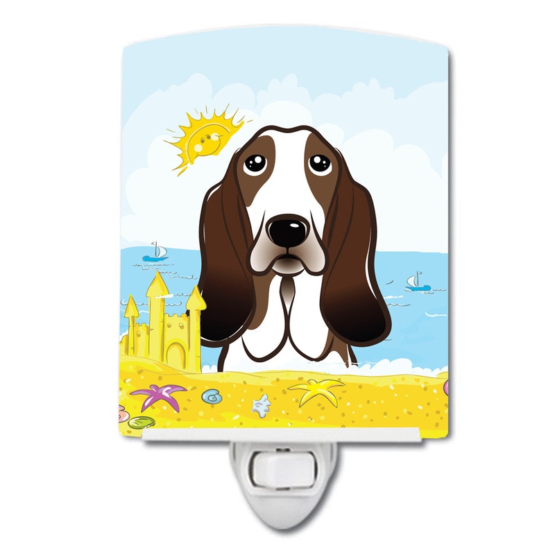 Basset Hound Summer Beach Ceramic Night Light BB2111CNL