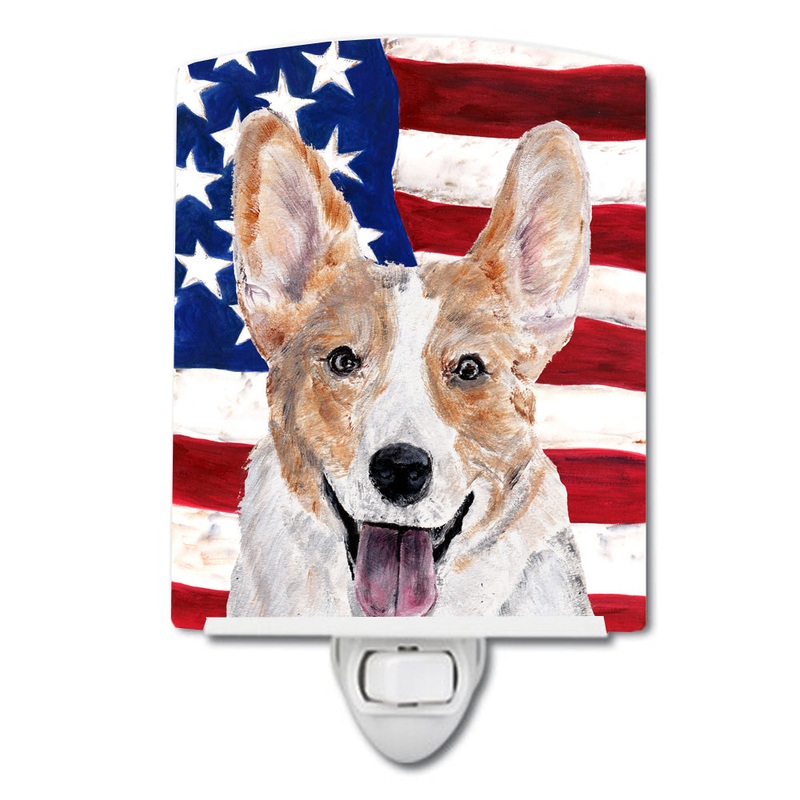 Cardigan Corgi with American Flag USA Ceramic Night Light SC9624CNL