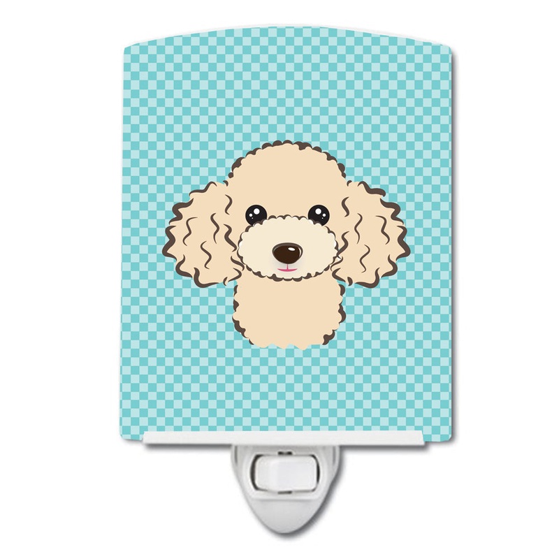 Checkerboard Blue Buff Poodle Ceramic Night Light BB1196CNL