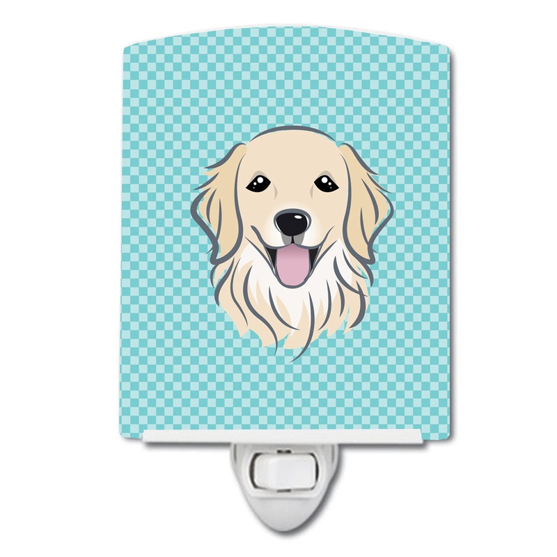Checkerboard Blue Golden Retriever Ceramic Night Light BB1143CNL