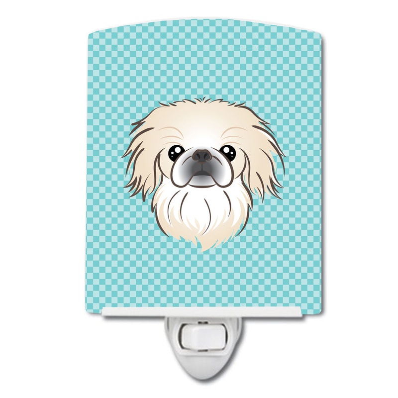 Checkerboard Blue Pekingese Ceramic Night Light BB1159CNL