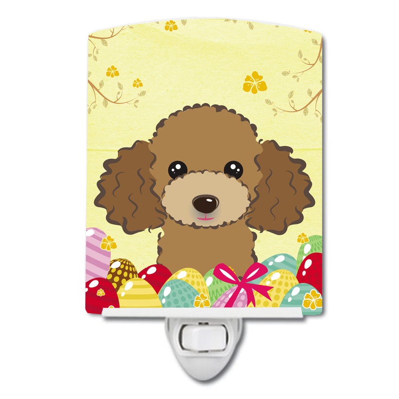 Chocolate Brown Poodle Easter Egg Hunt Ceramic Night Light BB1938CNL