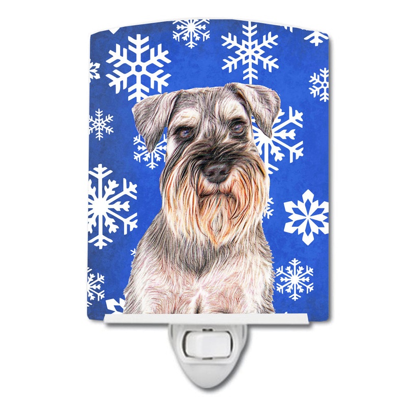 Winter Snowflakes Holiday Schnauzer Ceramic Night Light KJ1179CNL