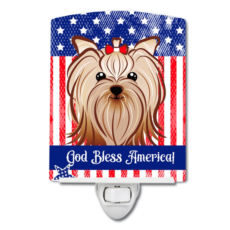 American Flag and Yorkie Yorkishire Terrier Ceramic Night Light BB2134CNL