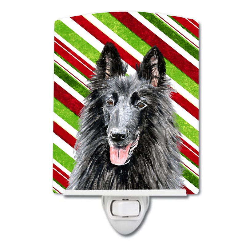 Belgian Sheepdog Candy Cane Holiday Christmas Ceramic Night Light SC9358CNL