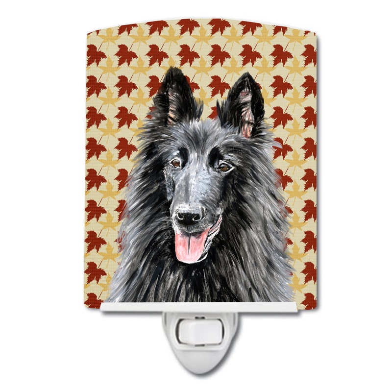 Belgian Sheepdog Fall Leaves Portrait Ceramic Night Light SC9238CNL