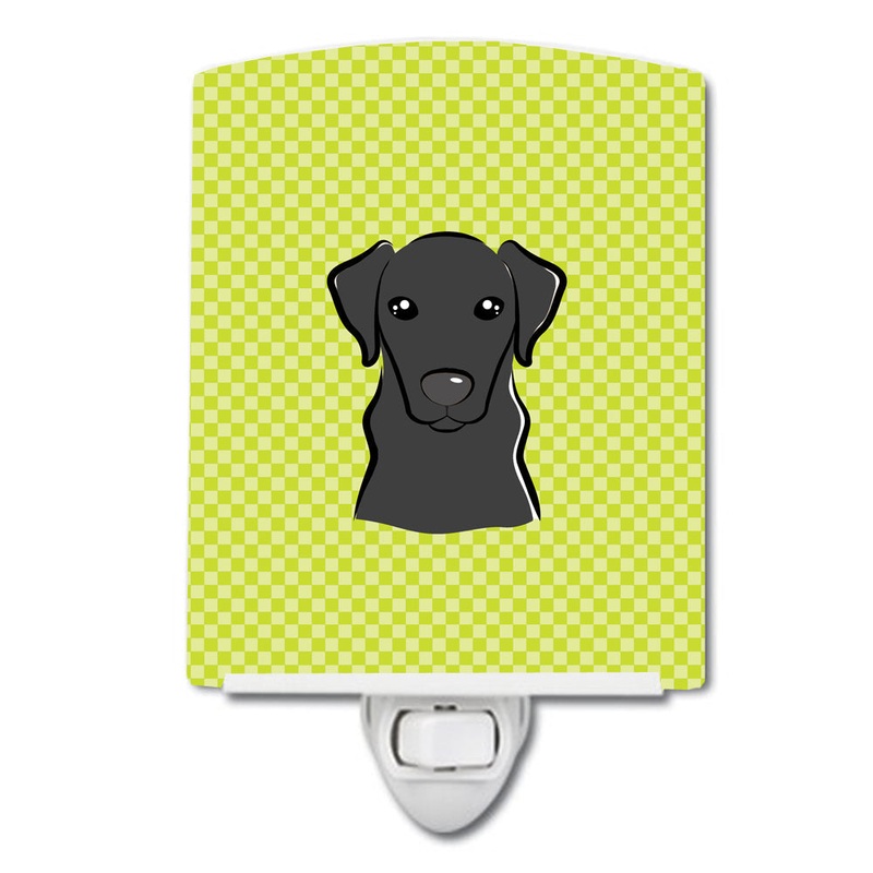 Checkerboard Lime Green Black Labrador Ceramic Night Light BB1297CNL