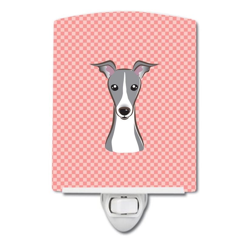 Checkerboard Pink Italian Greyhound Ceramic Night Light BB1236CNL