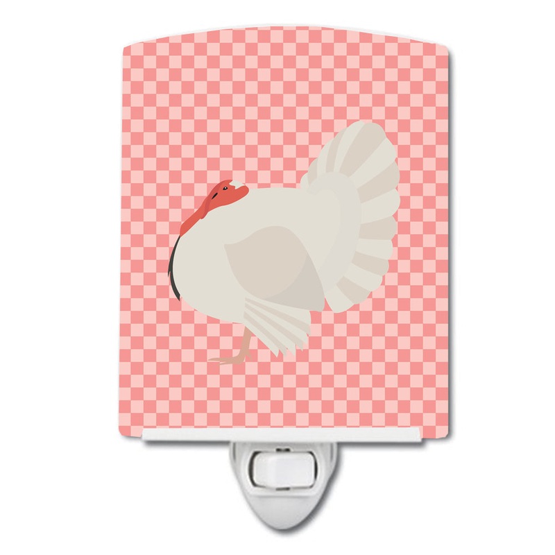 White Holland Turkey Pink Check Ceramic Night Light BB7983CNL