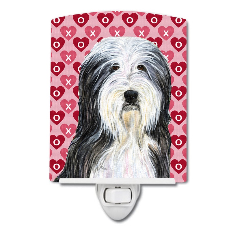 Bearded Collie Hearts Love and Valentine's Day Portrait Ceramic Night Light SS4497CNL