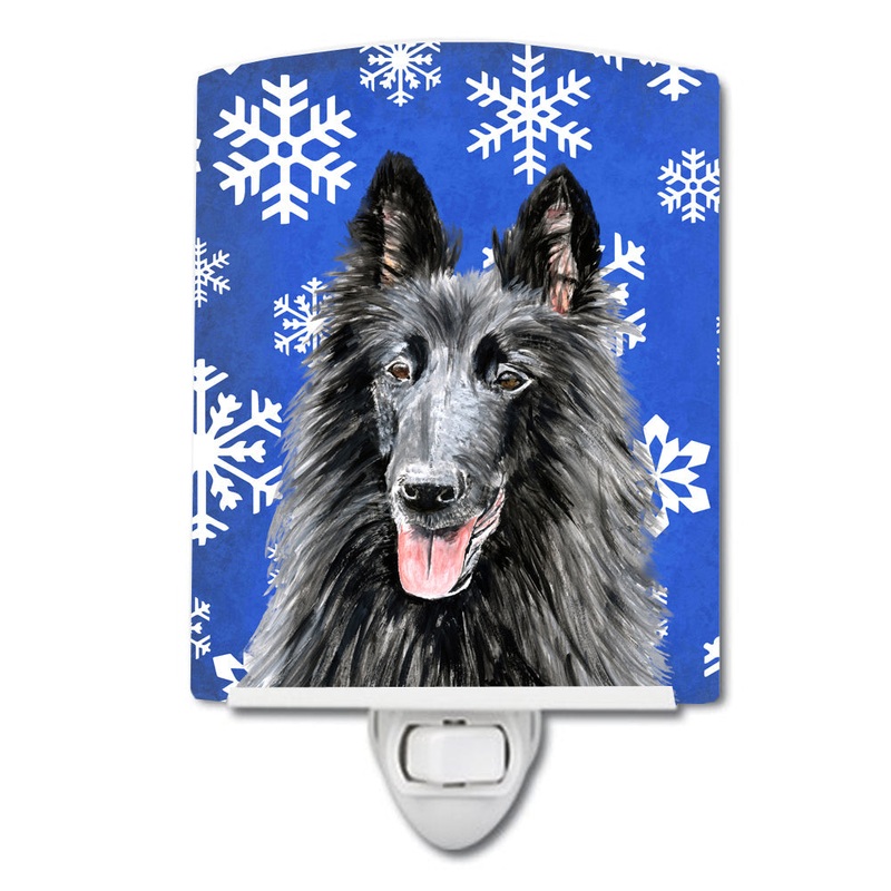 Belgian Sheepdog Winter Snowflakes Holiday Ceramic Night Light SC9398CNL